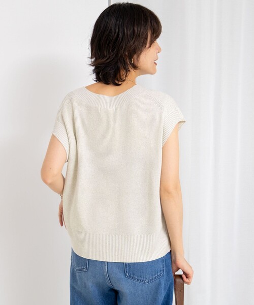 ベスト ジレ ラメスパンコールノースリーブVネックプルオーバーニット レディース NOLLEY'S ベスト ジレ ラメスパンコールノースリーブVネックプル