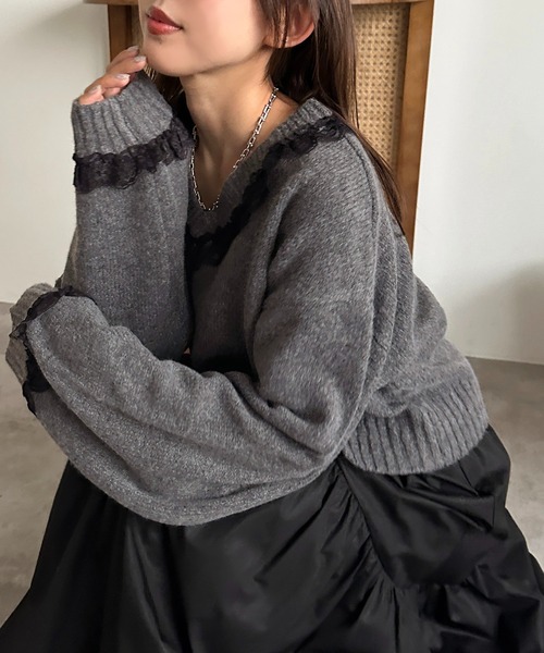 apres jour mignon（アプレジュールミニョン） Vネックニット X-LARGE