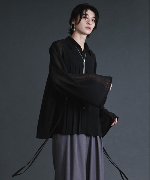 Ellno Loset（エルノロゼット） シャツ コードスリーブプリーツシアー