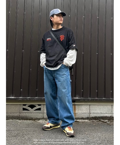 「MLB」 半袖Tシャツ L ネイビー メンズ