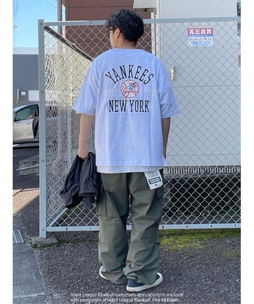 「MLB」 半袖Tシャツ L ネイビー メンズ