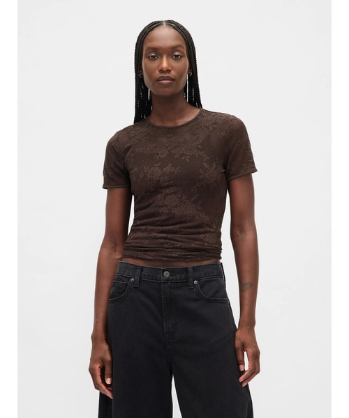 tシャツ フローラル レース メッシュトップス レディース