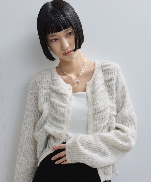 【未使用】ADAM ET ROPE'☆カーディガン　モヘア☆L☆グレー ADAM ET ROPE' カーディガン 「定番」モヘアミックス オーバー