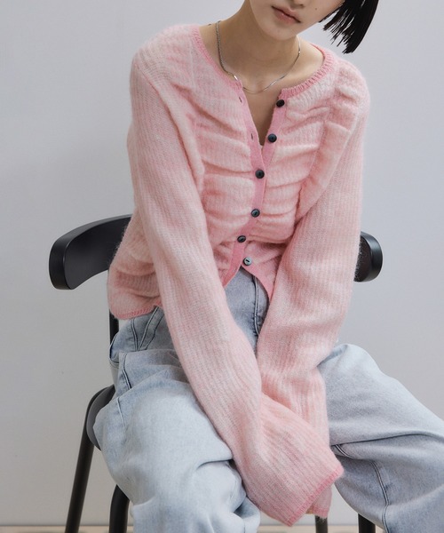 【未使用】ADAM ET ROPE'☆カーディガン　モヘア☆L☆グレー ADAM ET ROPE' カーディガン 「定番」モヘアミックス オーバー