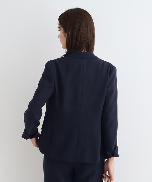 【洗える】INDIVI テーラードジャケット ストレートワイドパンツ セット INDIVI スーツ 「定番スーツ/洗える/UVケア」ストレッチ
