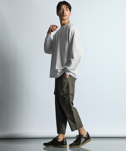 LANVIN en Bleu tシャツ 2重編み 裾ドローコード付き ロンT メンズ