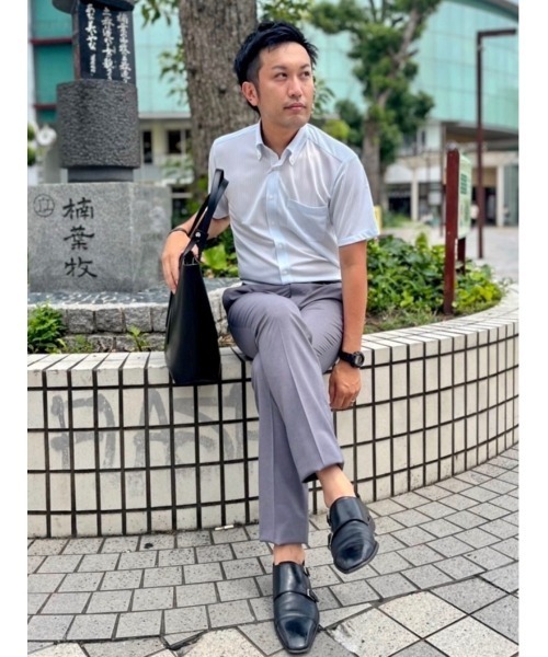 「Perfect Suit FActory」 「urban model」半袖シャツ M サックスブルー メンズ_画像9
