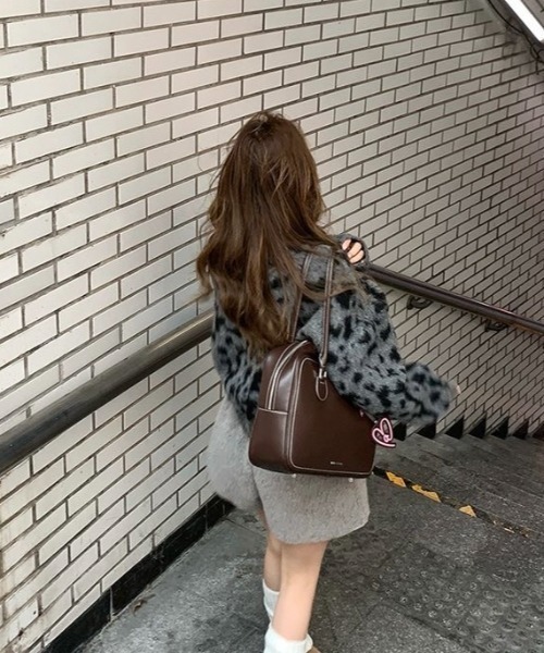 こば MONO8 カーディガン ヒョウ柄シャギーニットカーディガン レディース