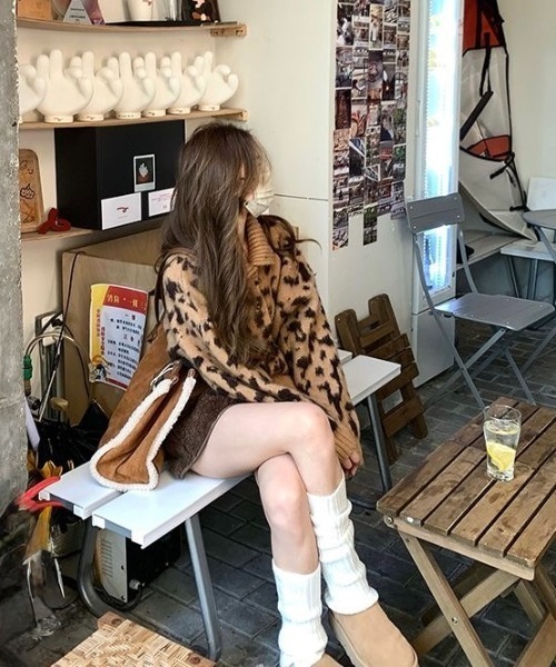 MONO8 カーディガン ヒョウ柄シャギーニットカーディガン レディース