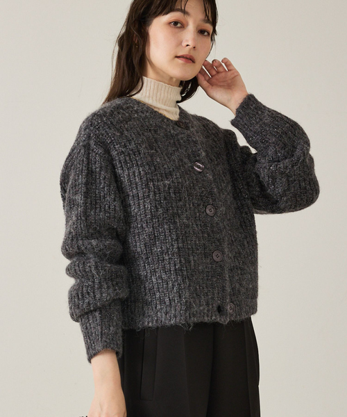 qualite（カリテ） カーディガン 「前後で着回し可能」2WAYラメニット 