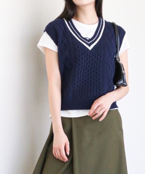 「gossip！ロサンゼルス」 ニットベスト FREE ネイビー レディース_画像5