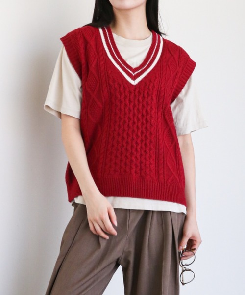 「gossip！ロサンゼルス」 ニットベスト FREE ネイビー レディース_画像6