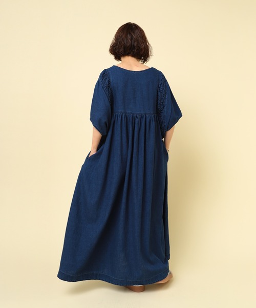 「RNA-N」 半袖ワンピース MEDIUM ダークインディゴブルー レディース_画像3