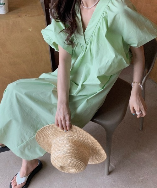 「N.s」 半袖ワンピース FREE ライトグリーン レディース_画像3