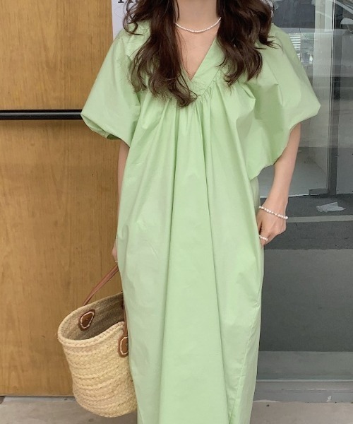 「N.s」 半袖ワンピース FREE ライトグリーン レディース_画像5