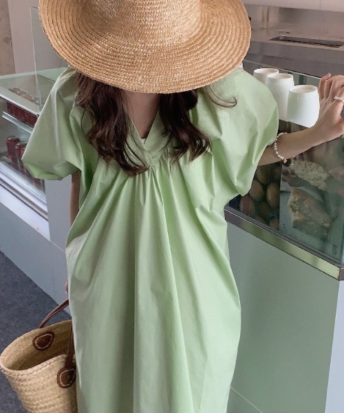 「N.s」 半袖ワンピース FREE ライトグリーン レディース_画像6
