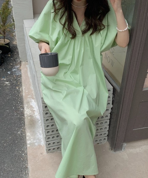 「N.s」 半袖ワンピース FREE ライトグリーン レディース_画像8
