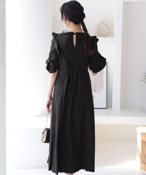 「PourVous」 半袖ワンピース M ベージュ レディース_画像4
