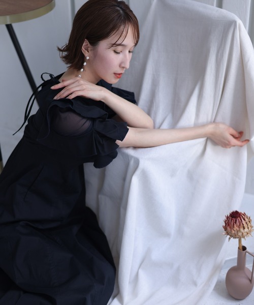 「PourVous」 半袖ワンピース M ベージュ レディース_画像9