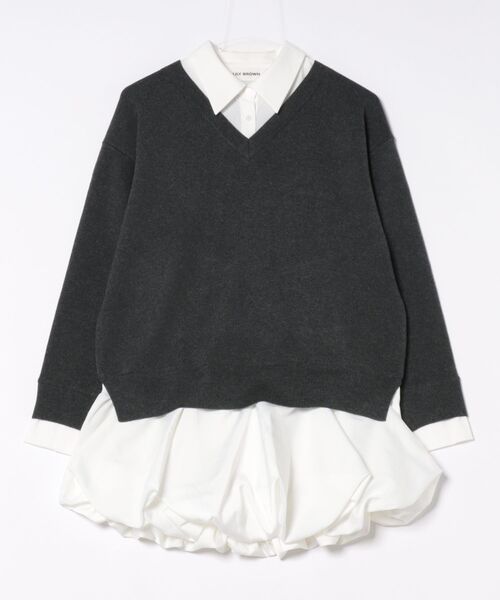 LILY BROWN ニットドッキングバルーンワンピース ニットドッキングバルーンワンピース(ニットワンピース)｜ワンピース