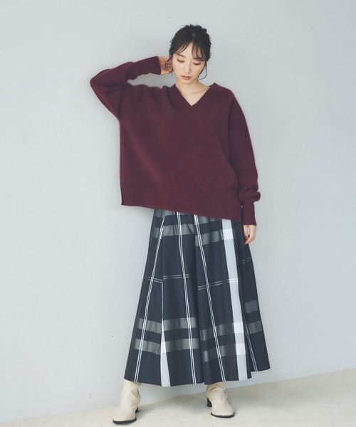 「Andemiu」 長袖ニット FREE ボルドー レディース_画像3