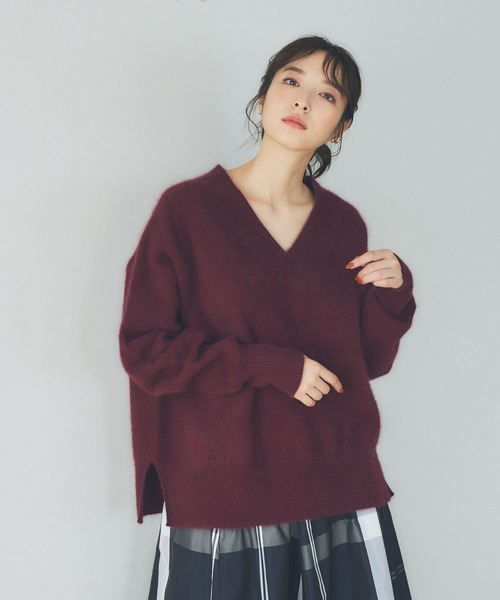 「Andemiu」 長袖ニット FREE ボルドー レディース_画像4