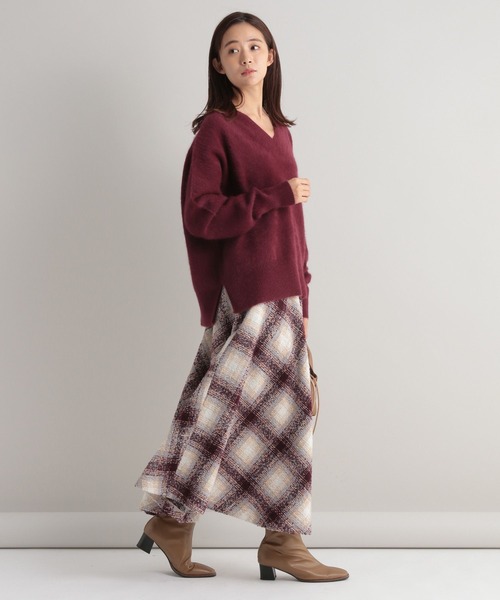 「Andemiu」 長袖ニット FREE ボルドー レディース_画像8