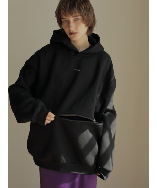 「AMAIL」 プルオーバーパーカー FREE ラベンダー レディース_画像3