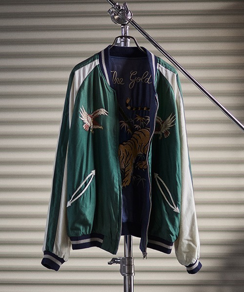 スカジャン GOLD / ゴールド：別注 SOUVENIR JACKET AGED MODEL：25B-GL15736AK「MUS」 メンズの画像