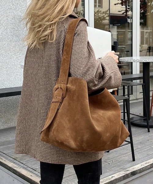 ブラウン フェルト ショルダーバッグ 2回再販](ORIGINAL) ソフトドローストリングショルダーバッグ (brown