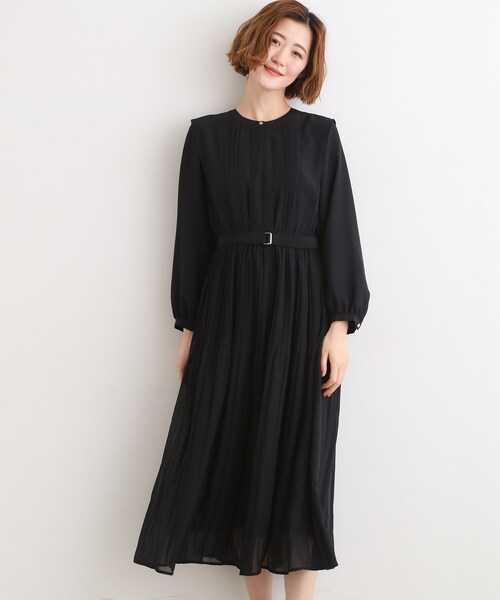 クロです ワンピース grove（グローブ） ワンピース 「手洗いOK」シフォンプリーツ