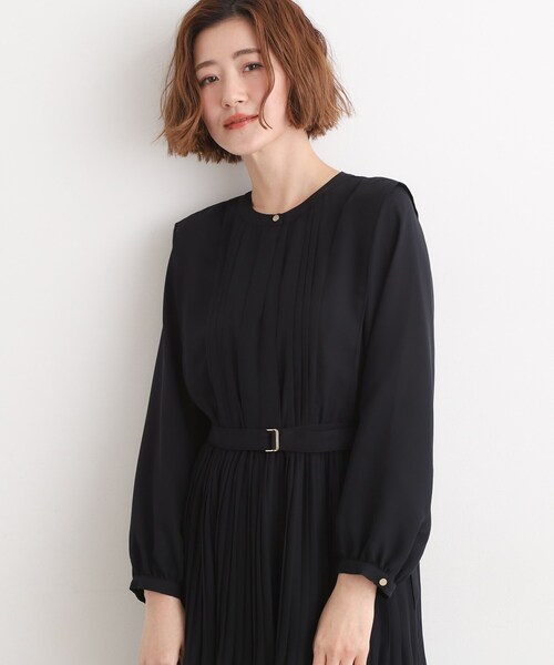 grove（グローブ） ワンピース 「手洗いOK」シフォンプリーツ