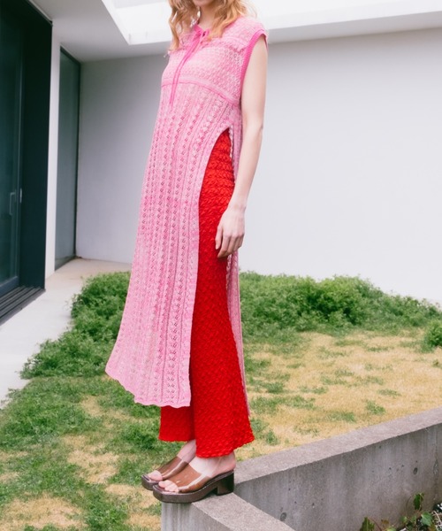 「sahara」 ニットワンピース FREE ピンク レディース