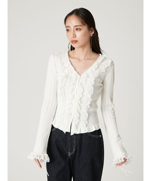 ポローラ　レースフリルカーディガン　ホワイト レースフリルカーディガン – poláura OFFICIAL ONLINE STORE