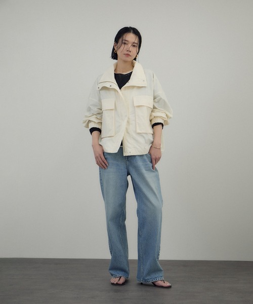 【美品】アダムエロペ　サステナブル　スタンドカラーブルゾン　フリーサイズ ADAM ET ROPE'（アダムエロペ）の「【サステナブル】スタンドカラー