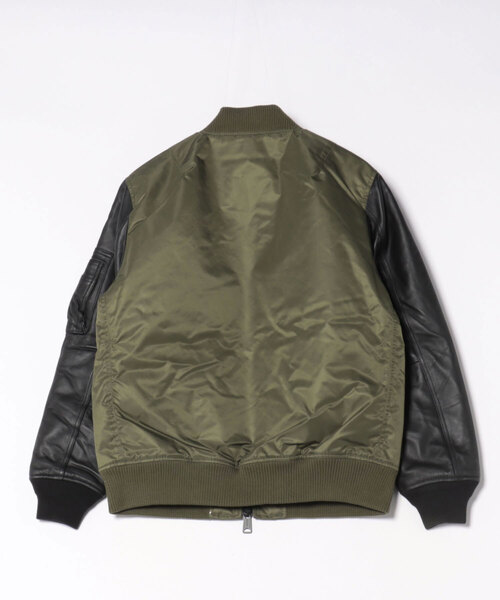 MMMM ラムレザー袖切替MA-1ブルゾン size XL 定価29700円 MMMM ma1 ma-1 MMMMラムレザー袖切替MA-1ブルゾン メンズ レディース