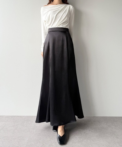 「mipiarl」 フレアスカート SMALL ライトグレー レディース_画像2