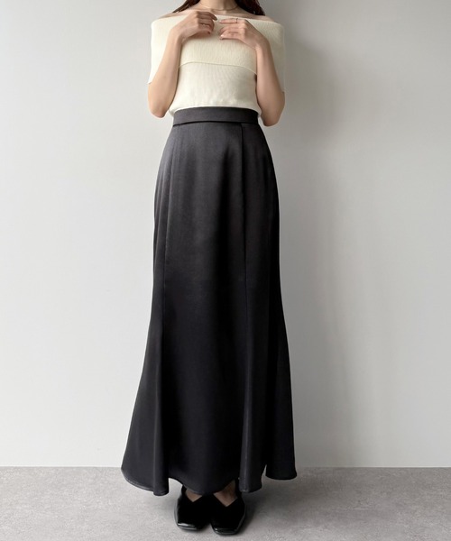 「mipiarl」 フレアスカート SMALL ライトグレー レディース_画像4