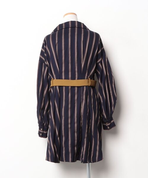「REDYAZEL」 ストライプ柄長袖ワンピース S ネイビー レディース_画像2
