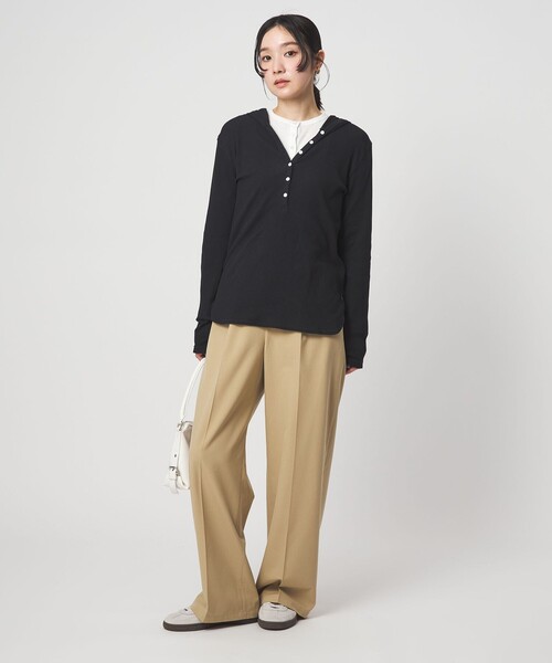 ワイドパンツ パンツ 「WEB限定」「at ease」オルマイ ワイド パンツ ウォッシャブル ストレッチ UVカット レディースの画像