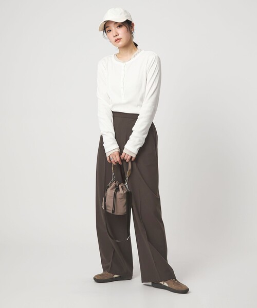 ワイドパンツ パンツ 「WEB限定」「at ease」オルマイ ワイド パンツ ウォッシャブル ストレッチ UVカット レディースの画像