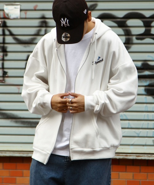 「ZIP FIVE」 ジップアップパーカー LARGE ホワイト メンズ_画像3