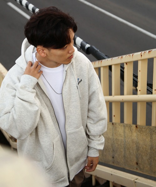 「ZIP FIVE」 ジップアップパーカー LARGE ホワイト メンズ_画像8