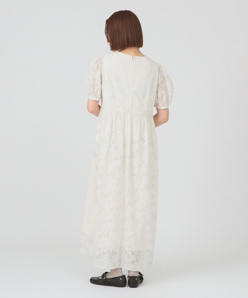 ワンピース ジャガード パフスリーブ ワンピースの画像