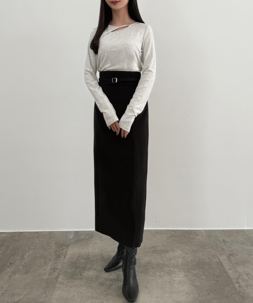 「CENEA」 ロングスカート X-LARGE グレイッシュベージュ レディース_画像4