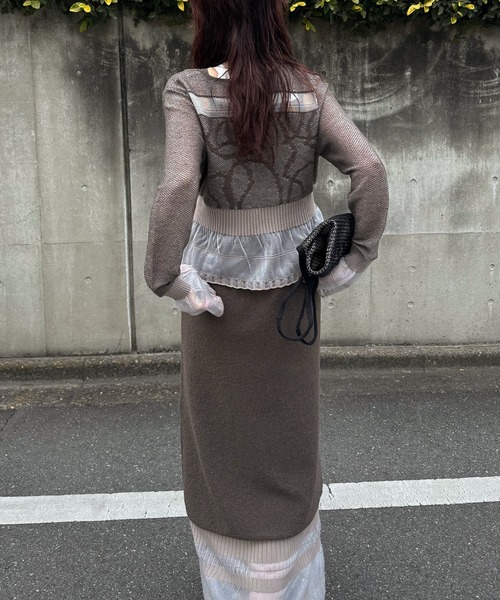 WILLFULLY（ウィルフリー） ワンピース hem sheer jacquard knit cami 