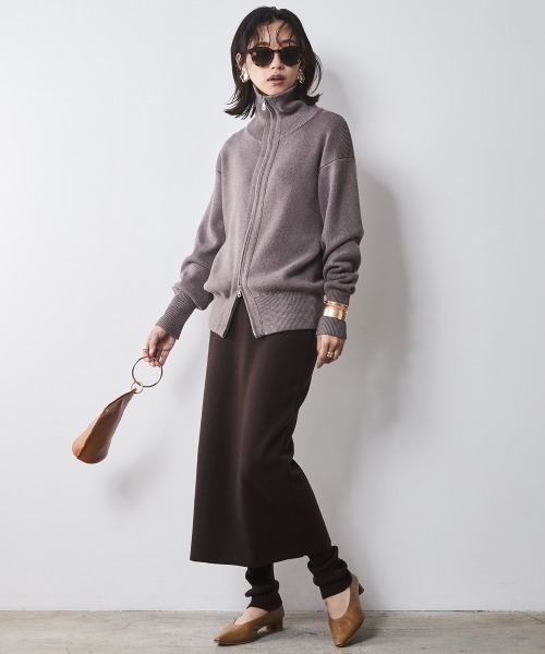 「CHIC STYLE」 ニットスカート LL グレー レディース_画像3