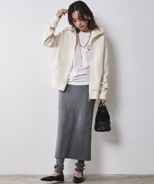 「CHIC STYLE」 ニットスカート LL グレー レディース_画像7