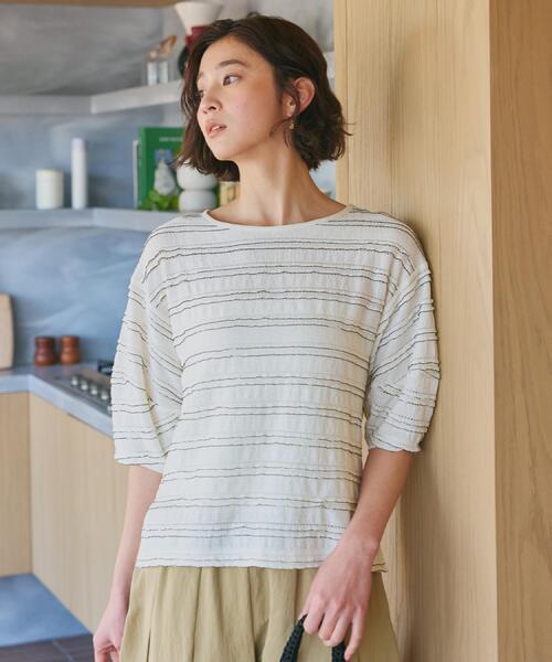 THE SHOP TK tシャツ 「1枚で美人見え」 フリルレースボーダートップス