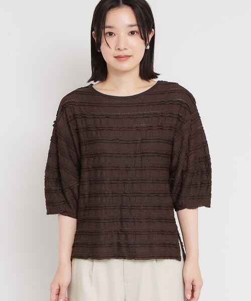 THE SHOP TK tシャツ 「1枚で美人見え」 フリルレースボーダートップス